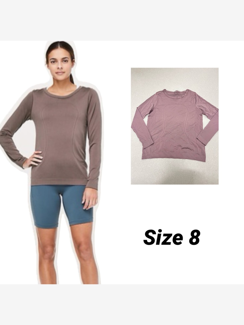 Lululemon Swiftly Tech LS Breeze Antique Bark size 8